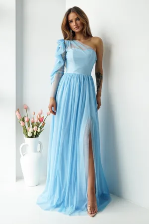 Mia Dresses Světle modré tylové třpytivé šaty