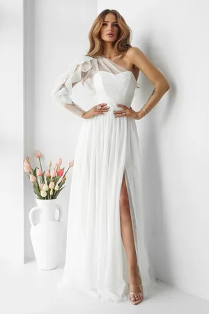 Mia Dresses Bílé tylové třpytivé šaty
