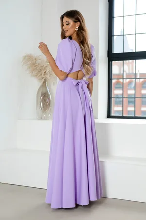 Mia Dresses Fialové společenské šaty s odhalenými zády