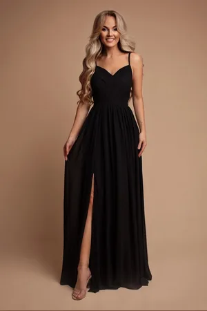 Mia Dresses Černé společenské šaty na ramínka