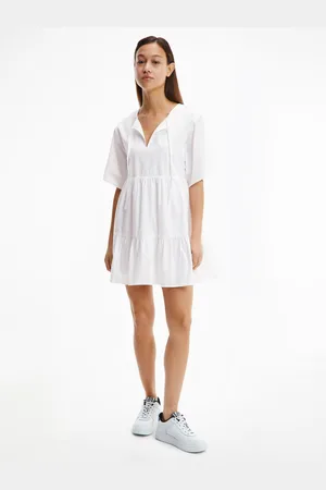 Tommy Hilfiger Dámské bílé šaty TIERED KAFTAN