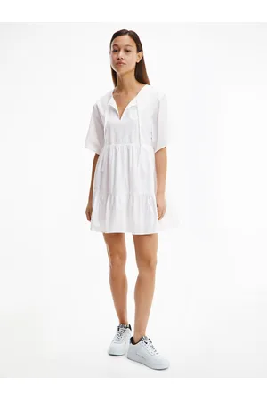 Tommy Hilfiger Dámské bílé šaty TIERED KAFTAN