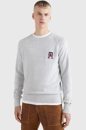 Tommy Hilfiger Pánský světle šedý svetr TH Monogram