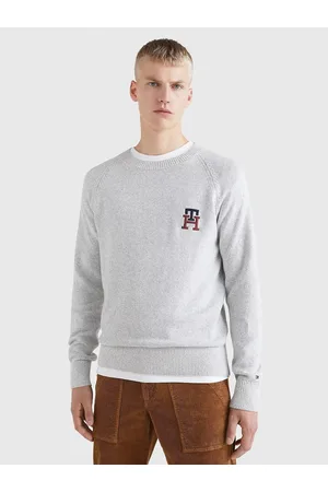 Tommy Hilfiger Pánský světle šedý svetr TH Monogram