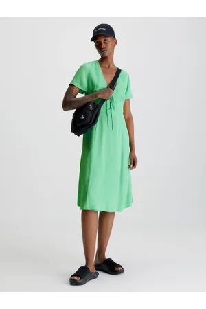Calvin Klein Dámské zelené šaty SHORT SLEEVE SEAMING DAY DRESS