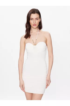 Flounce London Maternity ruched bodycon dress in white