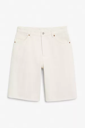 Monki Bermuda denim shorts - White