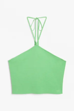 Monki Cropped halter top - Green