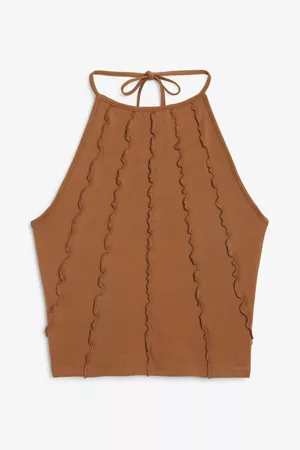 Monki Cropped halterneck top - Orange