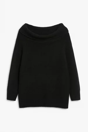 Monki Ženy Bez ramínek - Off-shoulder knit sweater - Black