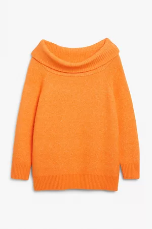 Monki Ženy Bez ramínek - Off-shoulder knit sweater - Orange