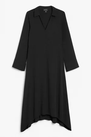 Monki Asymmetric hem shirt dress - Black