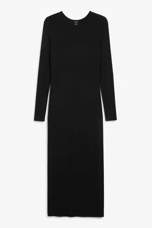 Monki Long soft bodycon dress - Black