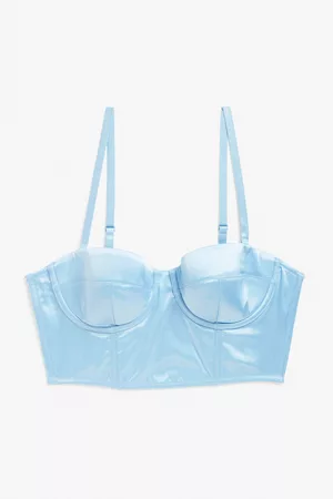 Monki Satin bustier bra - Blue
