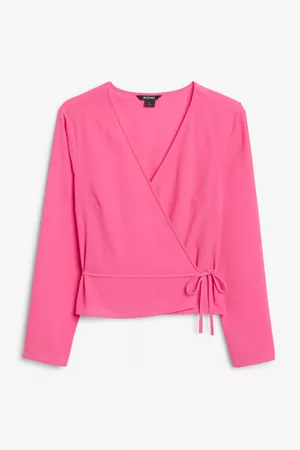 Monki Flowy wrap blouse - Pink