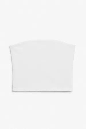 Monki Ženy Bez ramínek - Cropped bandeau top - White