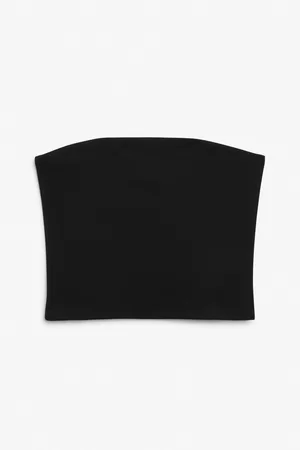 Monki Ženy Bez ramínek - Cropped bandeau top - Black