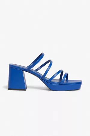 Monki Ženy S otevřenou špičkou - Strappy block heel sandals - Blue