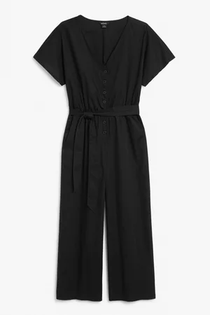 Monki Ženy Overaly dlouhé - Wide leg jumpsuit - Black