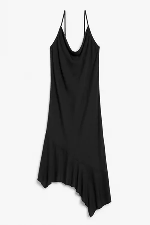 Monki Ženy Asymetrické - Asymmetric sleeveless midi dress - Black