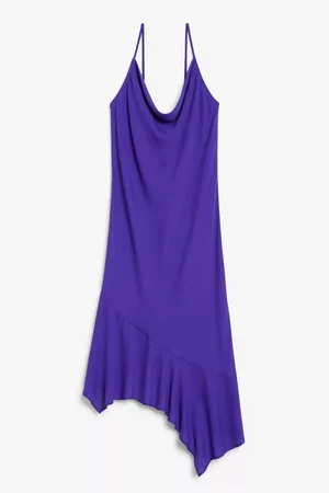 Monki Ženy Asymetrické - Asymmetric sleeveless midi dress - Purple