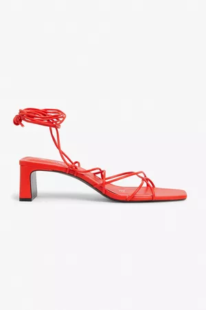 Monki Ženy S otevřenou špičkou - Strappy block heel sandals - Red