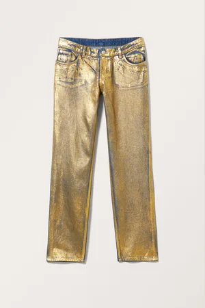 Monki Moop Mid Waist Golden Jeans