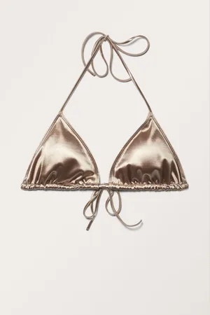 Monki Strappy Metallic Triangle Bikini Top