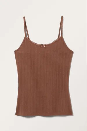 Monki Sheer Pointelle Strap Top