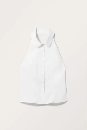 Monki Sleeveless Halter Poplin Shirt