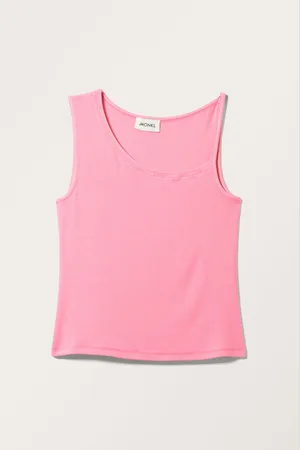 Monki Ribbed Asymmetric Tank Top