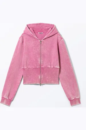 Monki Washed Cropped Zip Hoodie