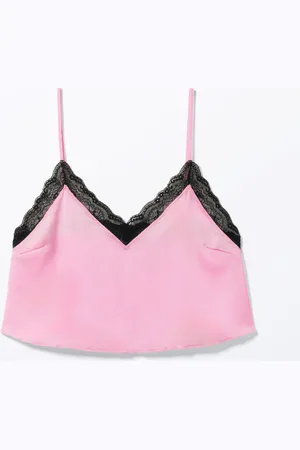 Monki Lace Satin Strap Top