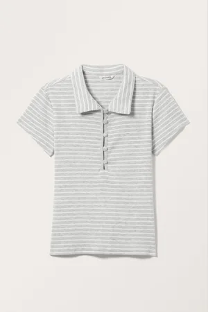 Monki Ribbed Short Sleeve Polo Top