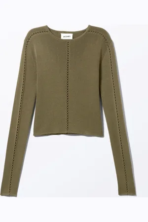 Monki Long-Sleeved Knitted Cut-Out Detailed Top