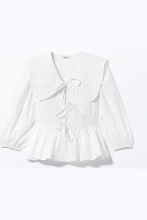 Monki Peplum Poplin Cotton Blouse