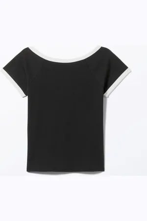 Monki Short-Sleeved Cowl Neck Top