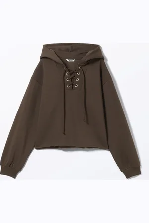 Monki Cropped Lace-up Hoodie