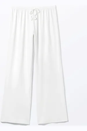 Monki Relaxed Pyjama Trousers - White