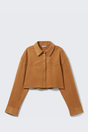 Monki Cropped Faux Suede Western Shirt