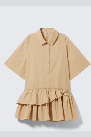 Monki Oversized Ruffled Mini Shirt Dress