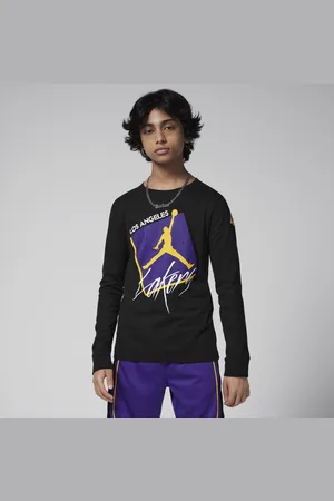 Nike Tričko Jordan Max90 NBA Los Angeles Lakers Courtside Statement Edition s dlouhým rukávem pro větší děti (chlapce)