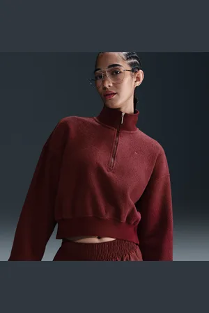 Nike Dámská volná zkrácená pohodlná flísová mikina Sportswear Phoenix Plush se čtvrtinovým zipem