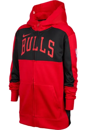 Nike Mikina Dri-FIT NBA Chicago Bulls Showtime s kapucí a zipem po celé délce pro větší děti