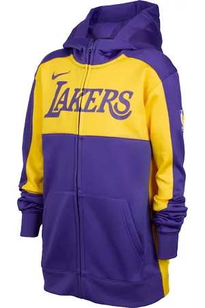 Nike Mikina Dri-FIT NBA Los Angeles Lakers Showtime s kapucí a zipem po celé délce pro větší děti