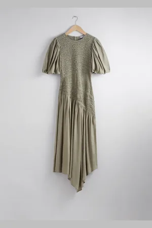 & OTHER STORIES Smocked Asymmetric Midi Dress