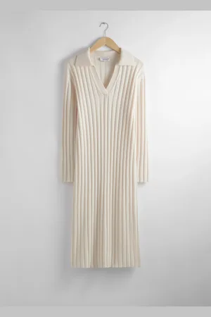 & OTHER STORIES Collared Rib-Knit Midi Dress