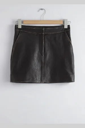 & OTHER STORIES Topstitched Leather Mini Skirt