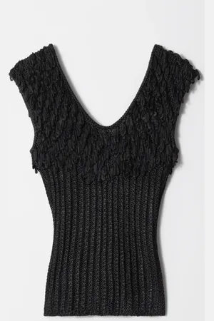& OTHER STORIES Fringed Rib-Knit Top