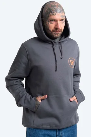 WoodWood Bavlněná mikina Ian Hoodie 10135605-2424 GREY MELANGE pánská